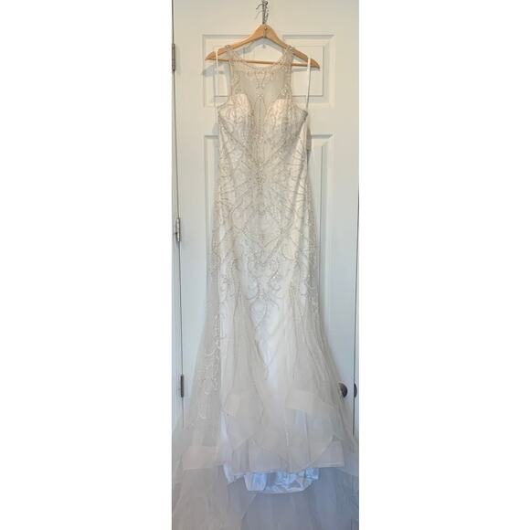 Enchanting by Mon Cherie Wedding Size 16 Halter Mermaid Beaded NWT - Picture 9 of 11